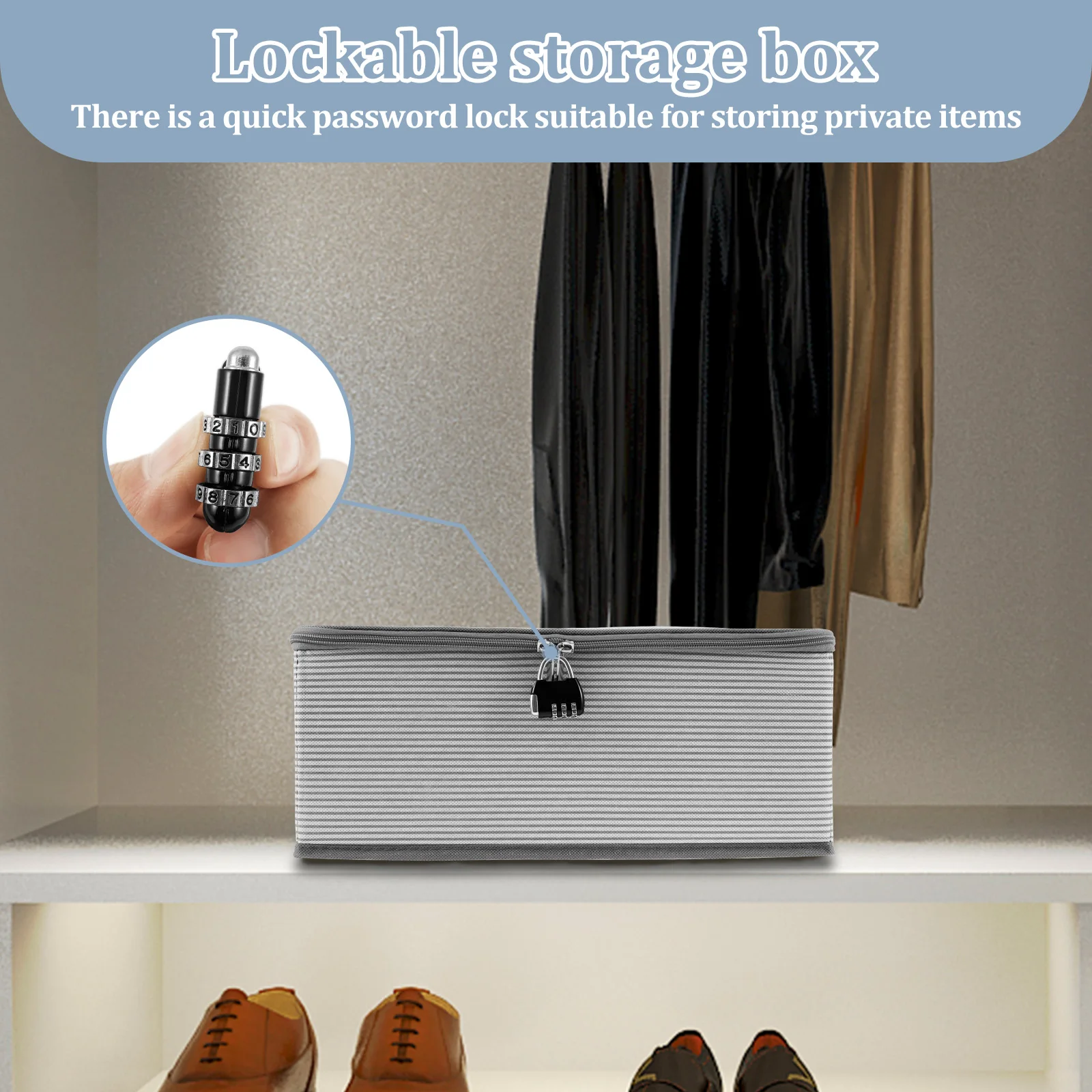Nonwoven Lockable Storage Box Document Safe Portable Foldable Organizer