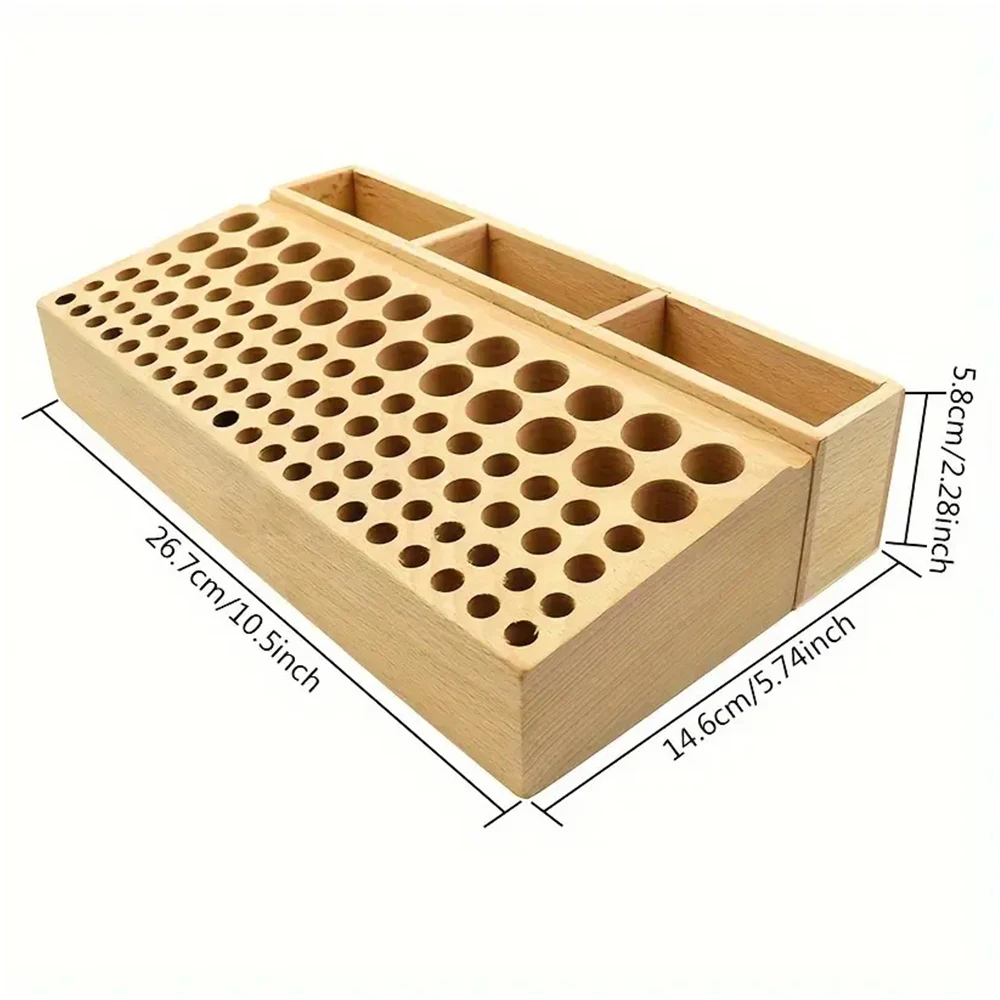 98 Holes Wooden Tool Organizer Box Leather Craft Tool Wood Holder Rack Drill Bits Organizer Tools Organizer Storage 6