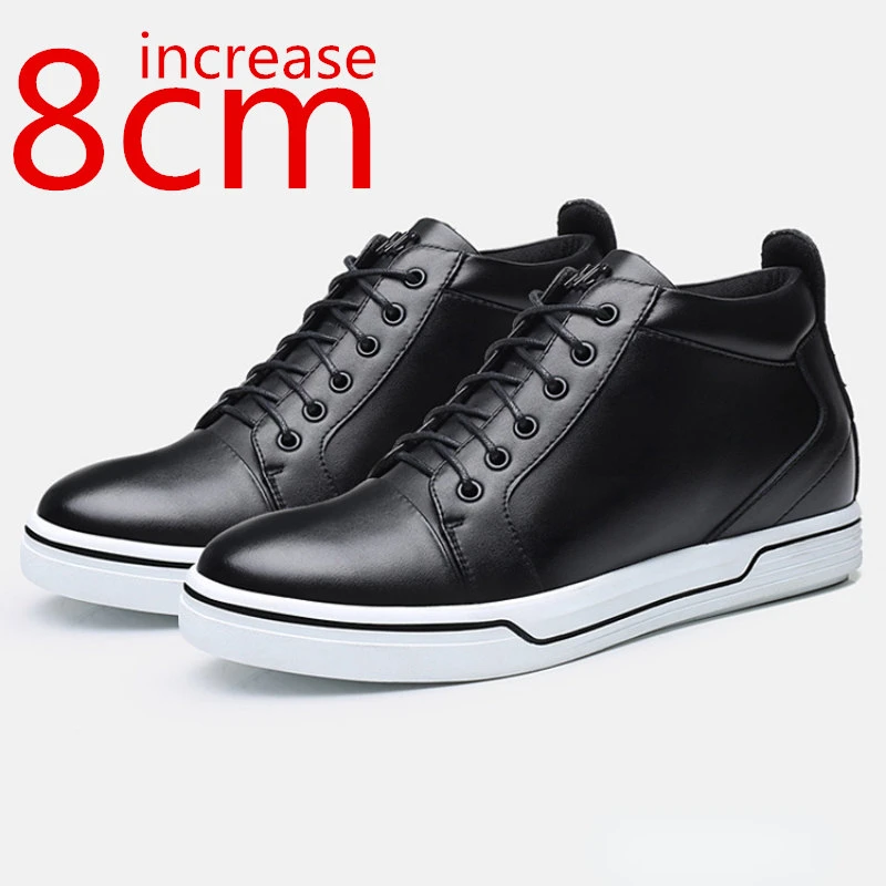 Chaussures rehaussantes invisibles pour hommes, en cuir véritable, style  décontracté, mode coréenne, intérieur rehaussé de 8cm, noir | AliExpress