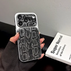 Luxurious Leather Texture Glossy Shockproof Phone Case Back Cover - iPhone 15 (Black)
