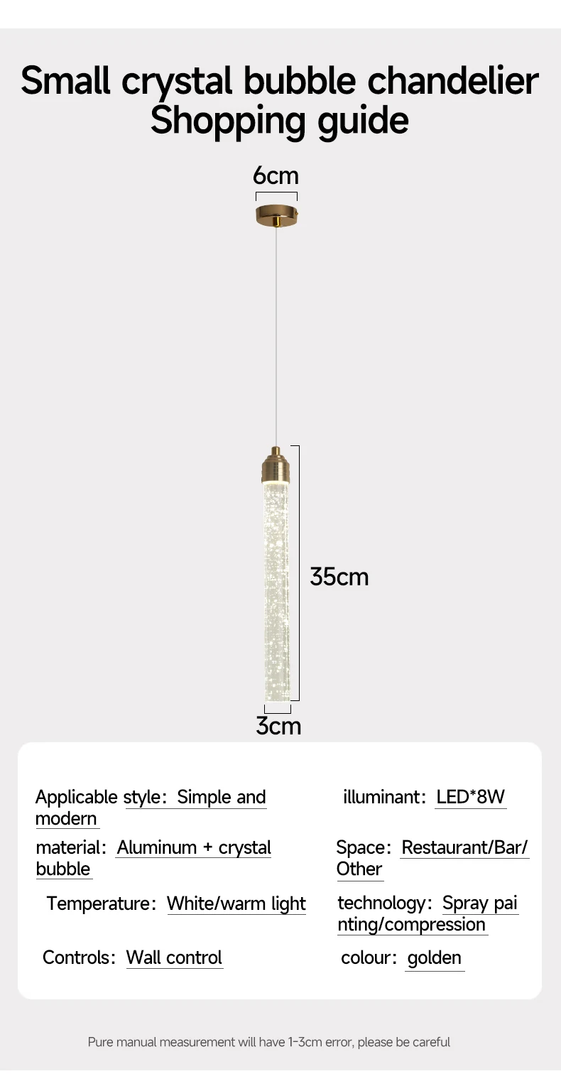 Luxury Crystal Pendant Light - Modern Gold Hanging Lamp for Living Room Bedroom Dining Room Decor