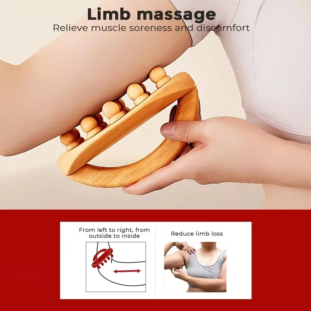 14 Beads Wood Therapy Massage Tools Handheld Design Anti Cellulite Meridian Massager Body Scraping Tool Stress Relief