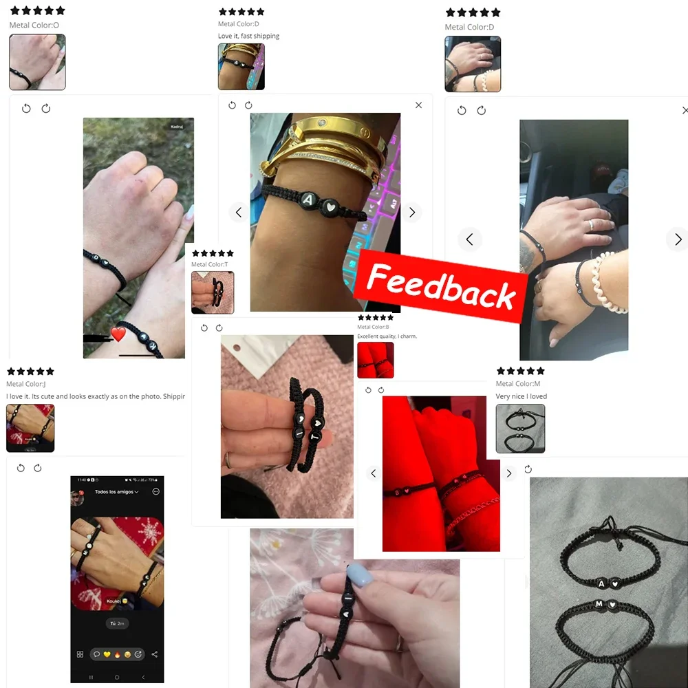 Bracelet Jewelry Hand Woven 26 Initials Letter A to Z Couple Bracelet for Women Men Valentine's Day Gift