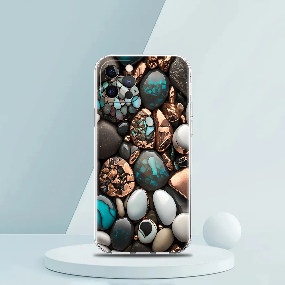 Elegant Transparent Stone-Patterned Phone Case - Soft Shell Cover