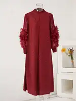 LANMREM Maxi Pleated Dress Round Neck Spliced Fungus Full Sleeve Dresses For Women 2025 New Spring Clothing 2Qa1331 - Image 4