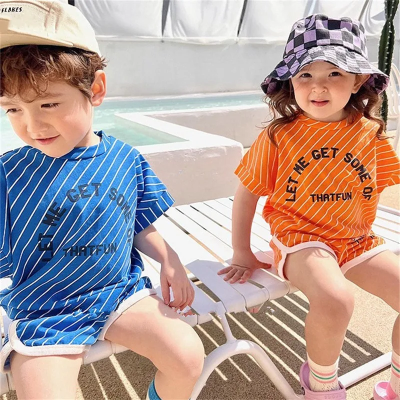 

2023 Summer New Baby Short Sleeve T Shirts + Shorts 2pcs Clothes Set Children Casual Suit Letter Print Baby Boy Girl Outfits