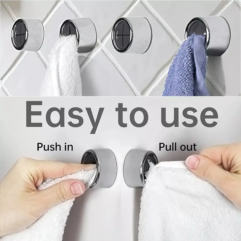 Durable Self Adhesive Hook Wall Mount Push In Tea Towel Holder No-punch Towel Holder Home