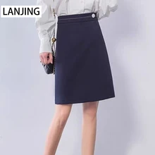 

simple skirt autumn winter professional a-line skirt high waist black suit women's short skirt korean fashion clothing
