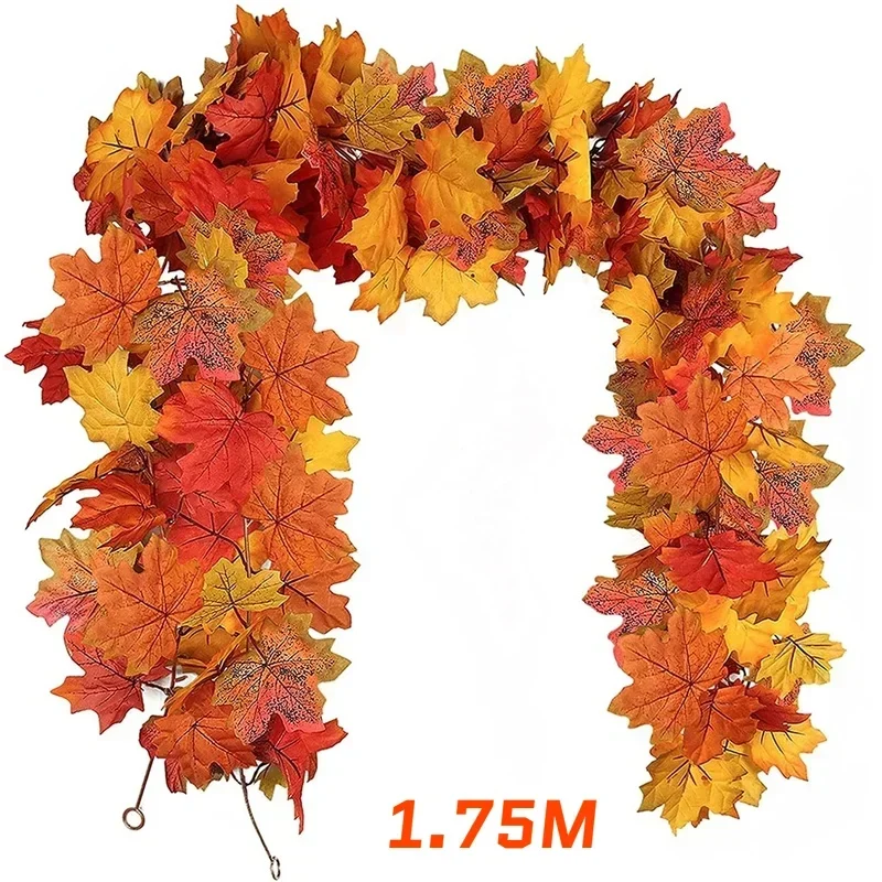 1pc 1.75m Autumn Leaves Garland Window Decorative Vines Artificial Maple  Leaf Vines Fake Foliage Rattan Halloween Party Supplies - Artificial Plants  - AliExpress