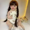 BZDOLL Realistic Lifelike Full Silicone Body Reborn Baby Girl Doll 55 CM 22inch Toy Princess Toddler Bebe with Brown Long Hair 3