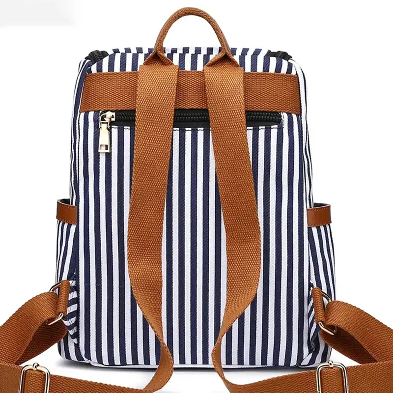 Large capacity High-Quality Adjustable vintage laptop canvas backpack for women simple leisure travel bag