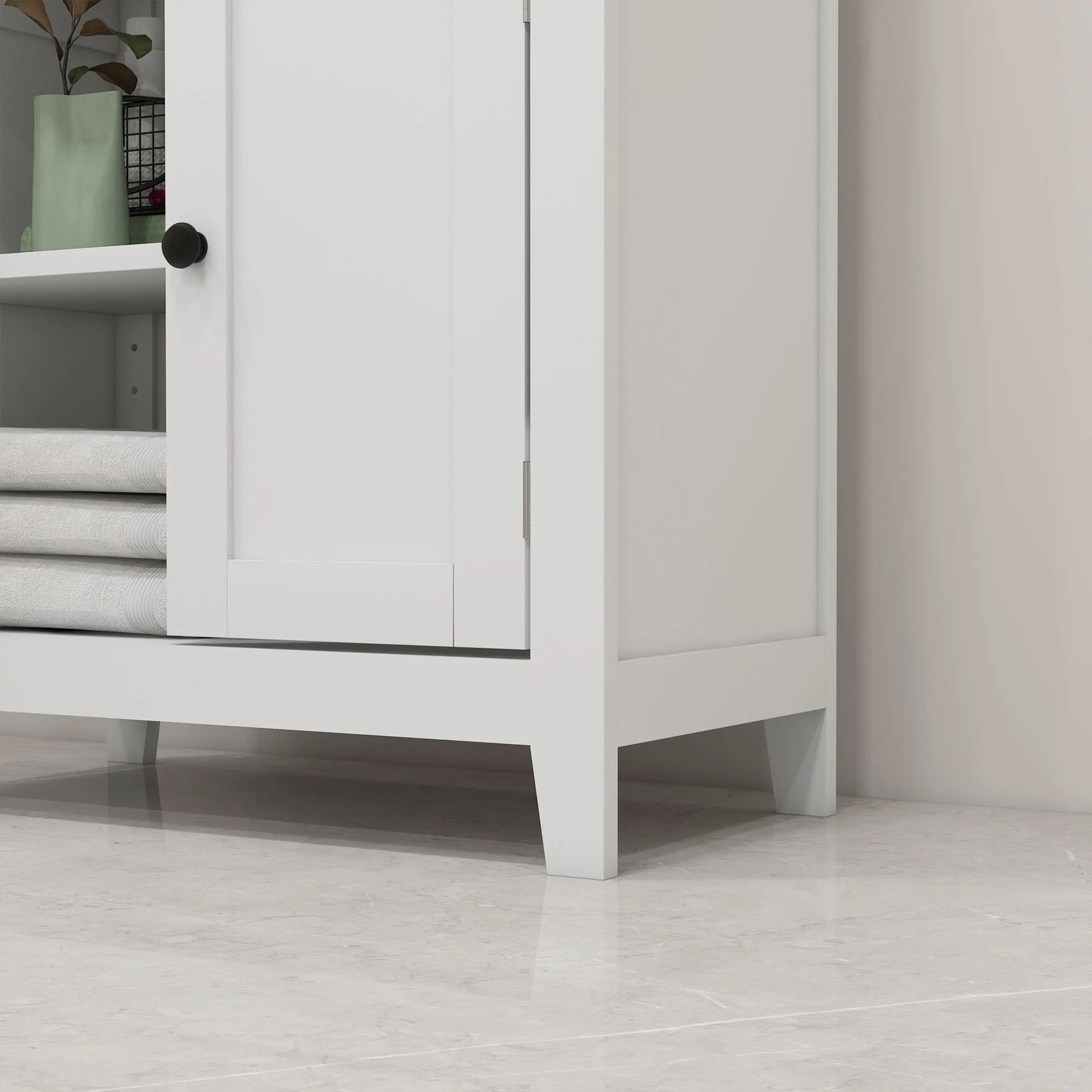 Homcom Bathroom Cabinet, Bathroom Floor Cabinet with Adjustable Shelves, Freestanding Storage Cabinet with Doors, White 6