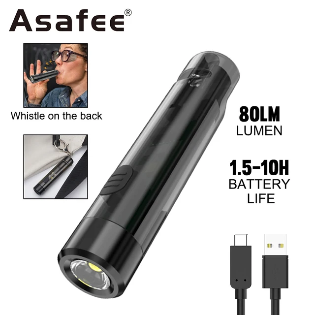 Asafee AS1 LED EDC 미니 손전등 – 방수, 경량, 내장 배터리, 충전식 휘슬 키체인 추천