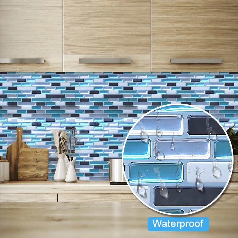

12*12 inches 3d Peel and Stick Wallpaper Self Adhesive DIY Waterproof Kitchen Wall Sticker