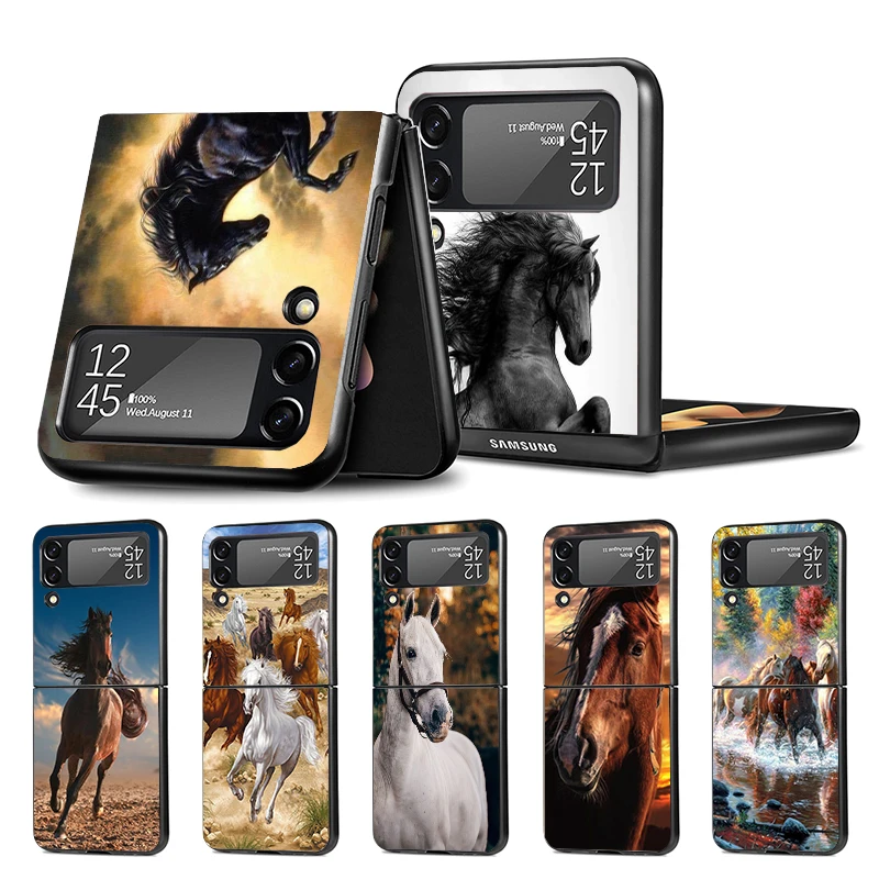 Horse Great Beauty Galloping Z Flip 4 Z Flip 4 Phnoe Case Per Samsung Z Flip 3 5 5G Black Hard Shell Galaxy Zflip3 Zflip4 Zflip5