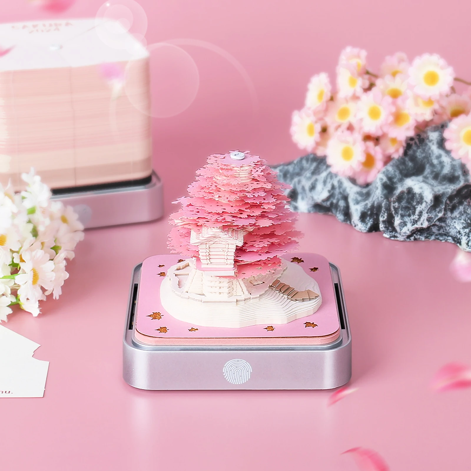 

New Omoshiroi Block 3D Memo Pad 365 Days 2024 Calendar Pink Sakura Tree Astronauts Earth Desk Decor Christmas New Year Gift