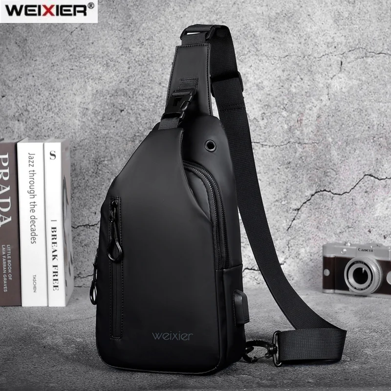 

Weixier Men's Chest Bag 2021 New Outdoor Sports Messenger Bag Multifunctional Waterproof Oxford Cloth Shoulder Bag Sling Bag Men