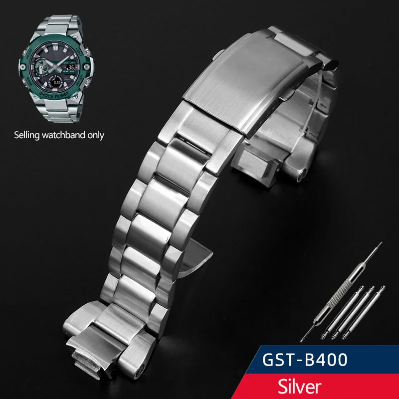 thumbnail image 1 of Correa de reloj de acero inoxidable macizo y fino adecuada para relojes Casio G-SHOCK Steel Heart GST-B400 Series Correa de reloj para hombre, 1 of 5