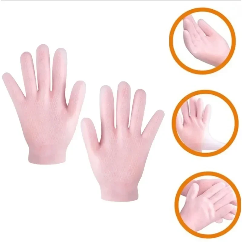 1pair Spa Silicone Gloves Moisturizing Gel Gloves Exfoliating&Preventing Dryness Cracked Dead Skin Remove Skin Protector 2pcs silicone socks moisturizing gel socks exfoliating and preventing dryness cracked dead skin remove protector foot care tools