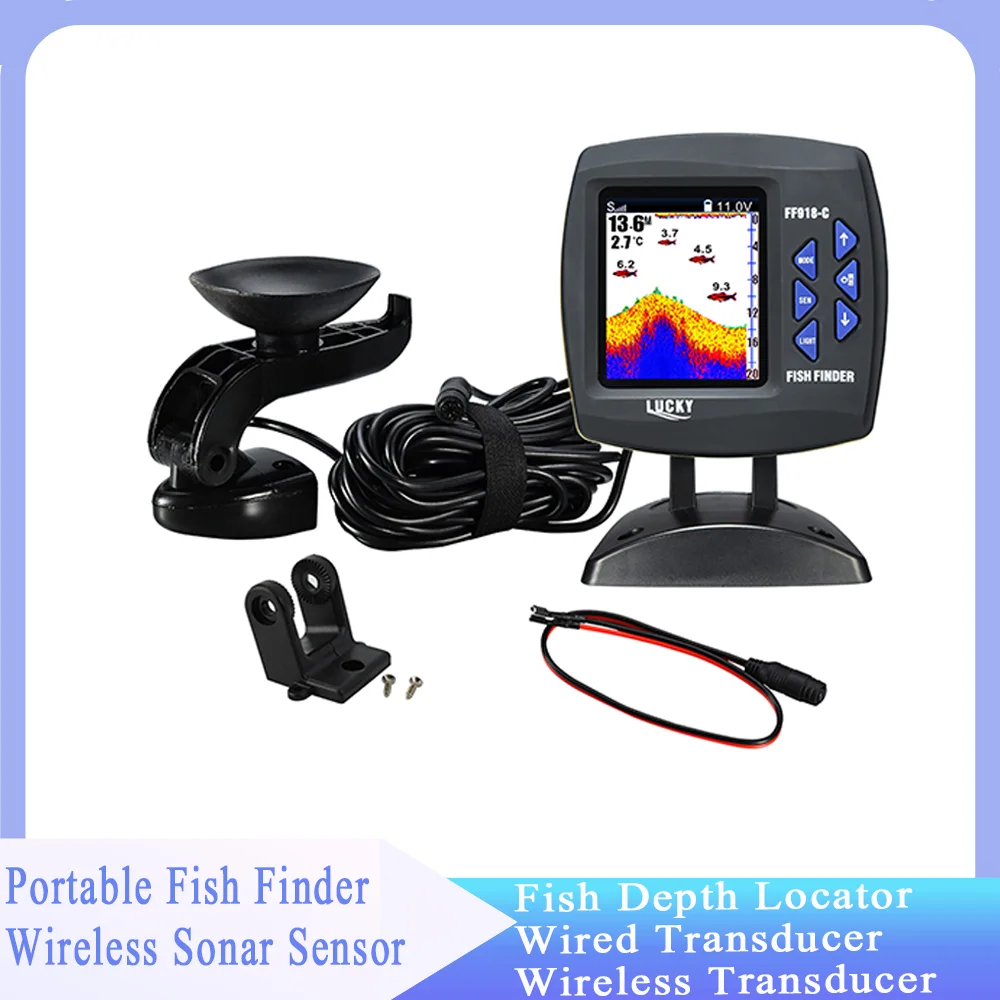 Sondeur pêche portable sans fil avec transducteur filaire pour bateau kayak détection profondeur poissons