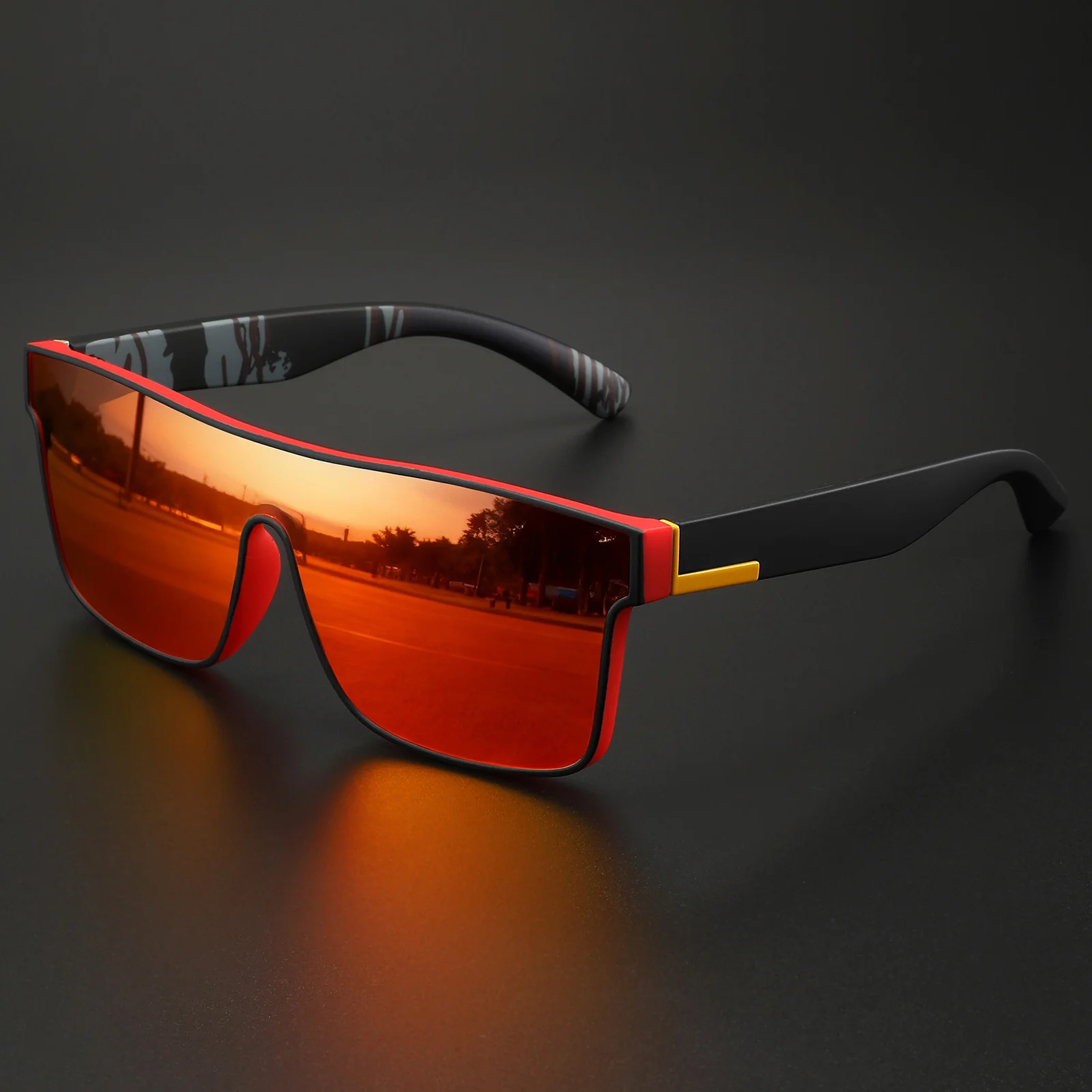 Klassische, farbenfrohe Sport-Sonnenbrille – einteiliges Glas, UV400, Unisex, für Outdoor, Reisen und Alltag – Detail 8