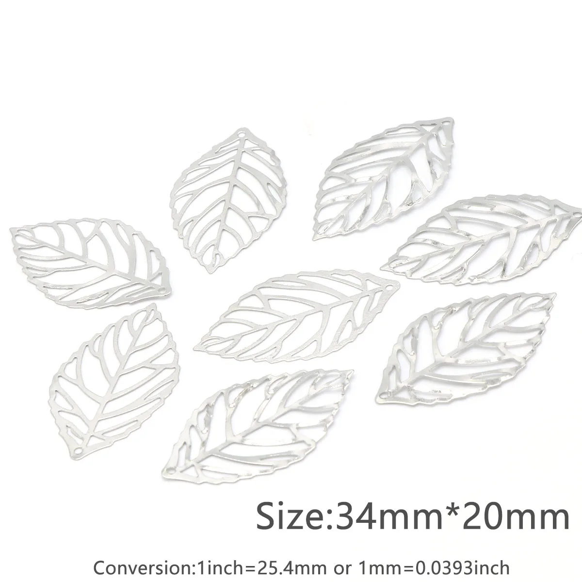 Elegant Metal Filigree Leaf Pendants for Jewelry Crafting - 100 Pieces
