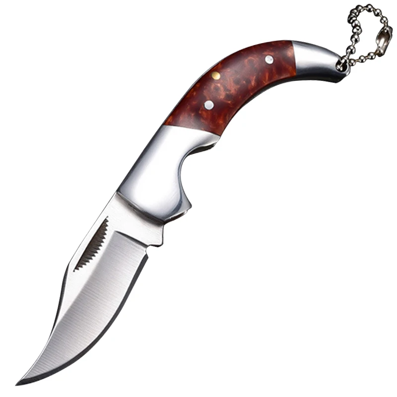Stainless Steel Cut Fruit Knife Wooden Handle Folding Knife Household Melon Fruit Paring Vegetables Pocket