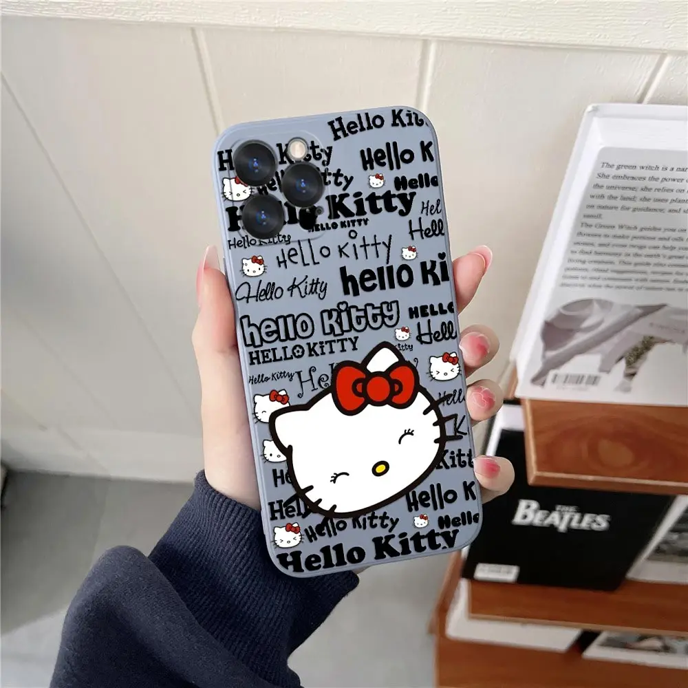 thumbnail image 1 of Cartoon Phone Case For iPhone 15 14 13 12 11 Pro Max Mini 7 8 15 Plus SE2020 14 13 Fundas Liquid Silicone Back Cover Hello Kitty, 1 of 5