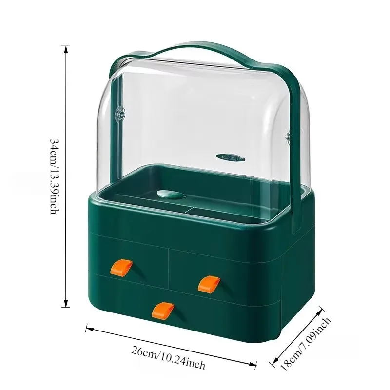 Dustproof Makeup Storage Box with Transparent Drawer Multi-layer Storage Holder for Dressing Table Skincare Jewelry Organizer