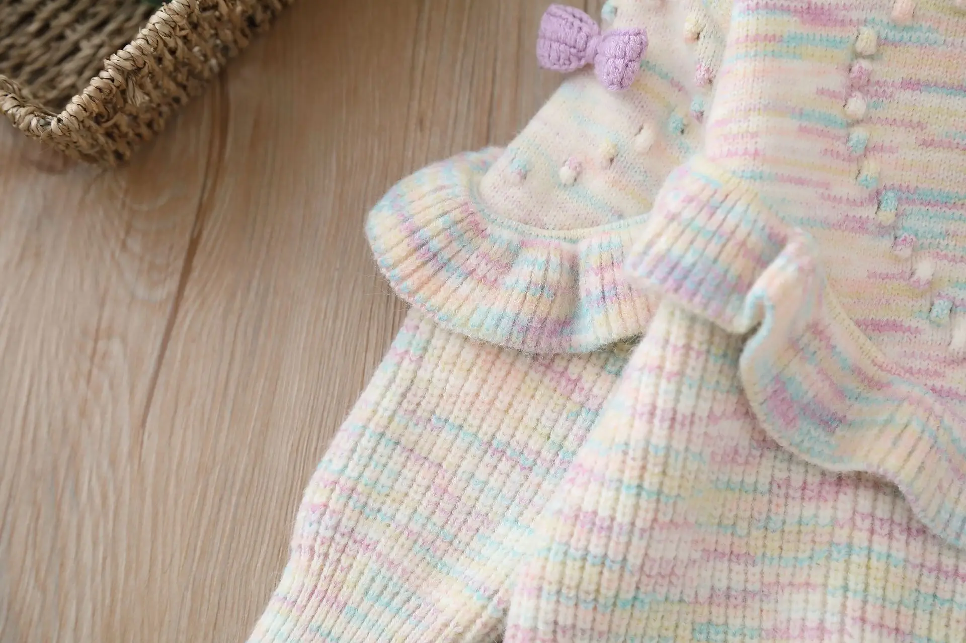 아동복 세트 러브 보우 긴팔 스웨터 + 와이드 레그 팬츠 2종 겨울  여자아이 옷 겨울 스웨터 한국 스타일