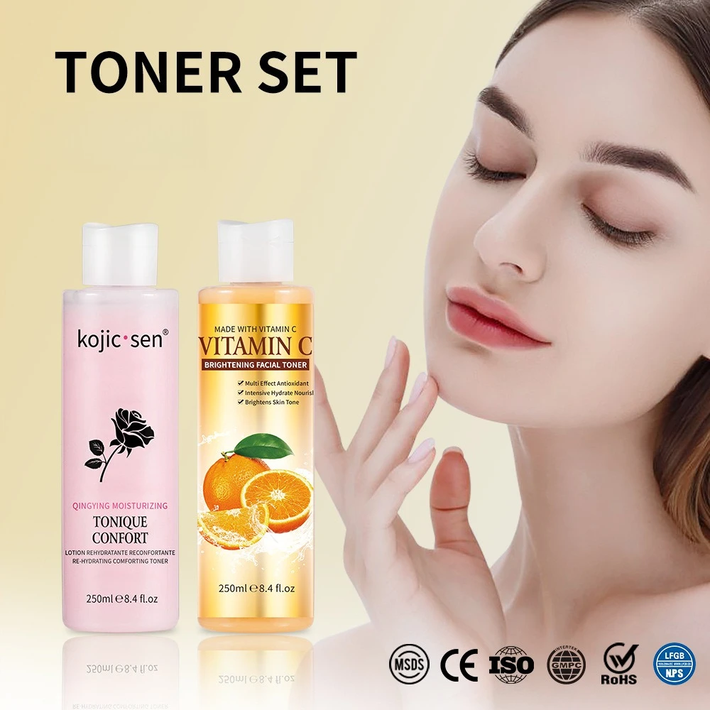 250ml Vitamin C Facial Toner Kojic Acid Brightening Skin Tone Body Toner with Hydrating and Moisturizing Anti-Wrinkle