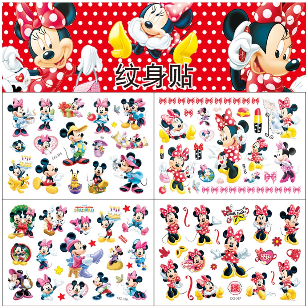 

Disney Mickey Mouse Kids Fake Temporary Tattoo Sticker Toy DIY Face Arm Body Cute Cartoon Art Waterproof Tattoos Children Gift