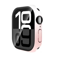 Gradient Color Apple Watch Case with Glass Screen Protector for Series 4 5 6 SE 40MM (Pink and white)