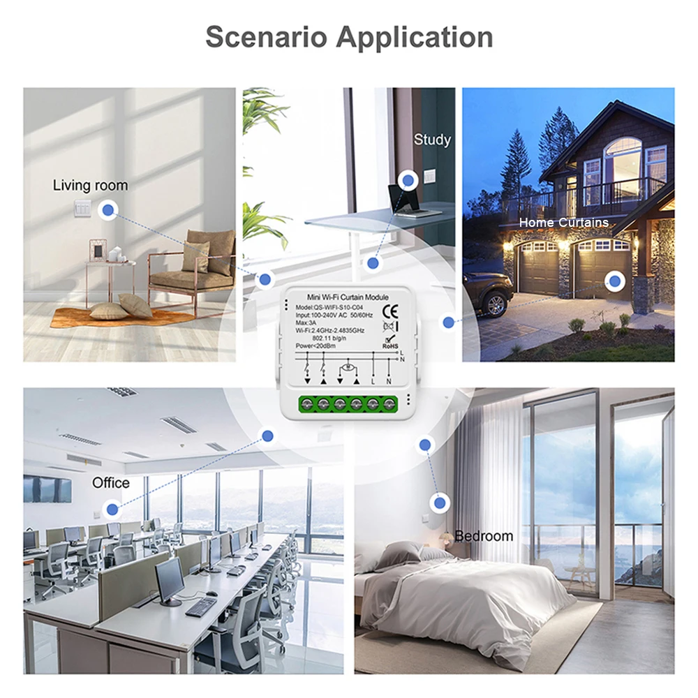 Tuya WiFi Smart Curtain Switch Module For Blinds Roller Shutter Electric Motor Smart Life Control Works With Alexa Google Home - Image 6