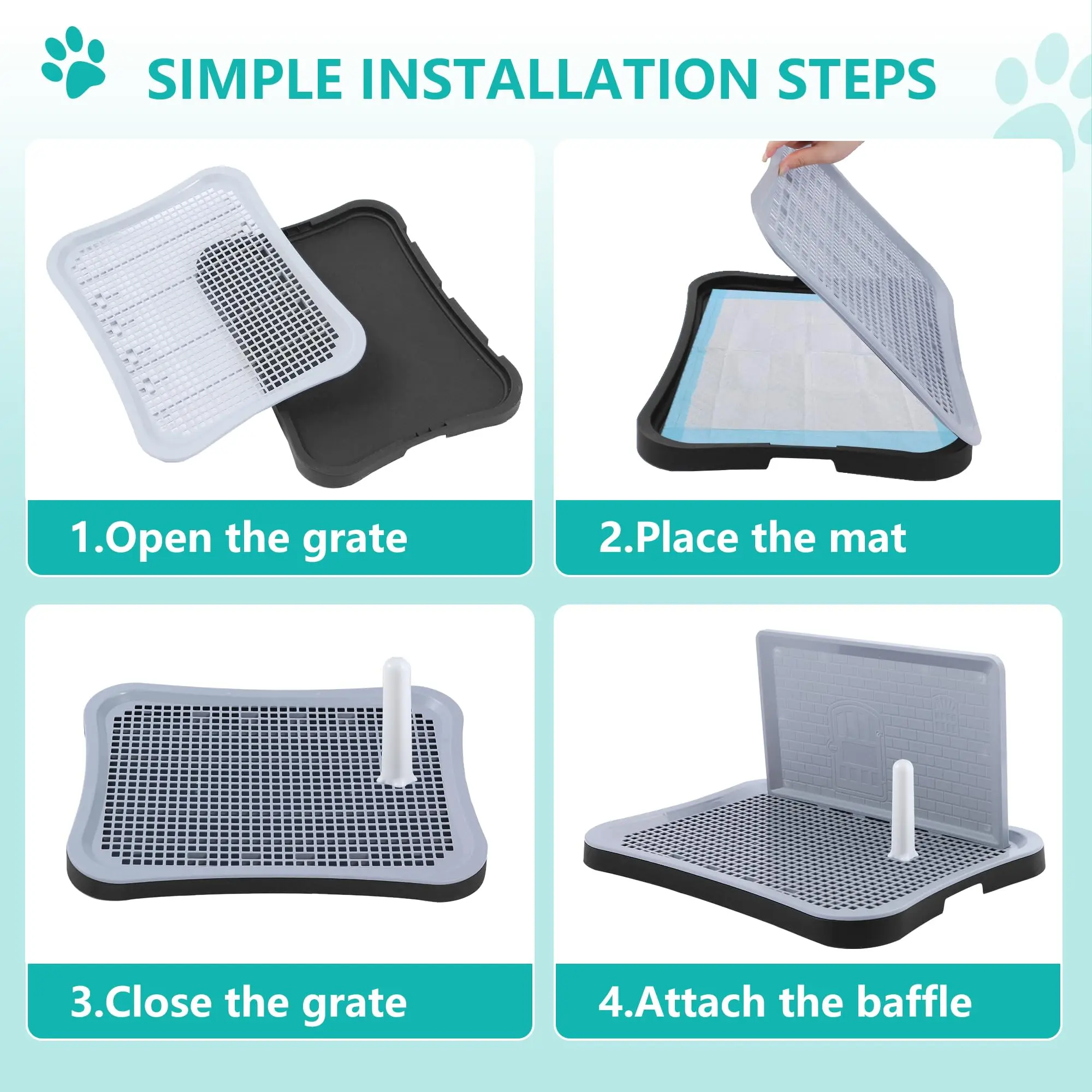 Indoor dog bedpan mat change urine pad training with splash guard bracket tray for small dogs waterproof and easy to clean dog training pad