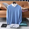 Men's Wool Warm Pullovers Sweater V-Neck Knit Winter Fit Tops Male Cashmere Knitwear Jumpers Bottoming Shirt Plus Size 5XL 1