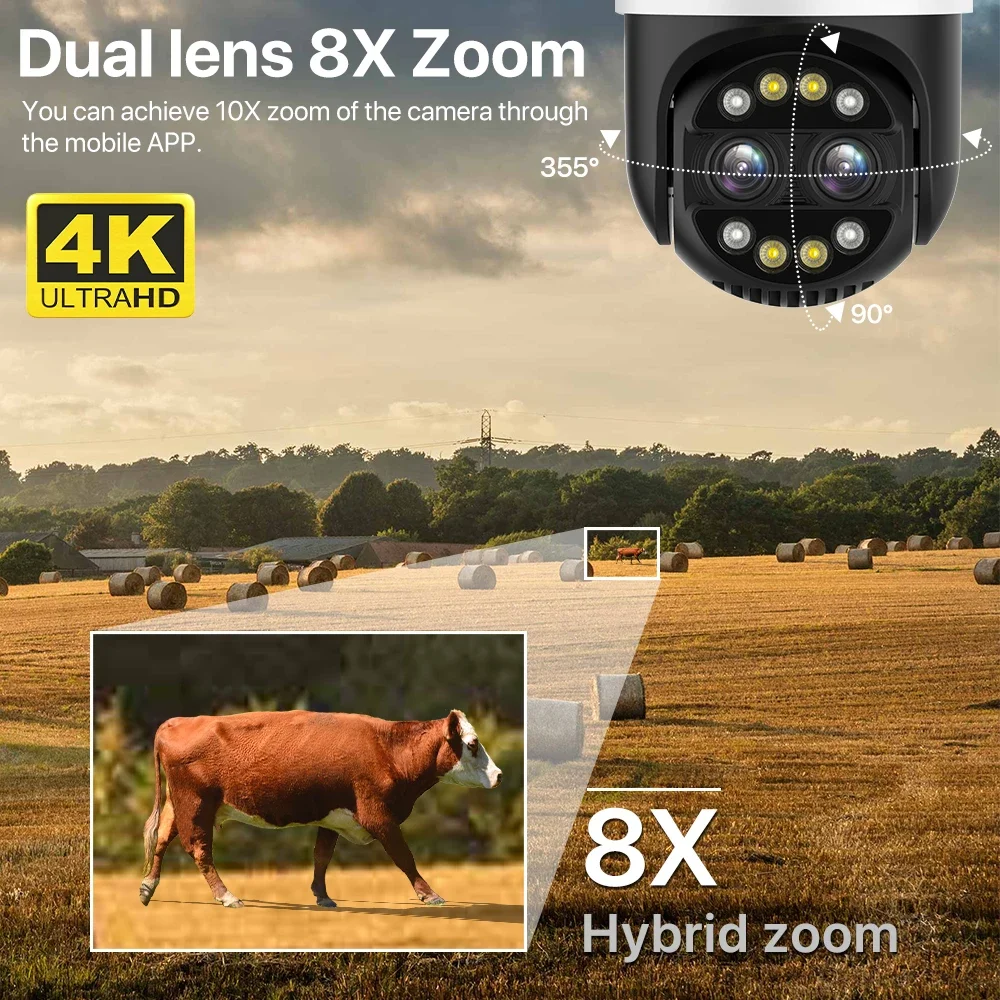    IP ī޶, 8x ̺긮 , 2.8 + 12mm, ڵ , 4MP    , iCsee , 4K PTZ