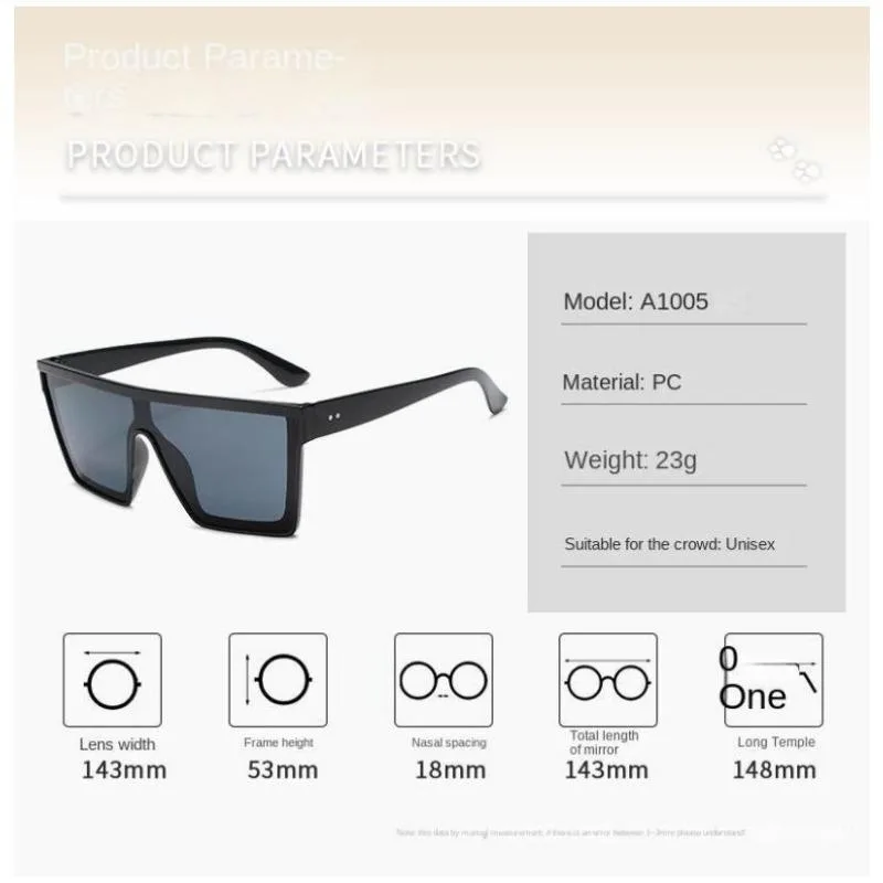 Retro Übergroße Sonnenbrille Anti Uv Y2K Neue Mode Koreanischen Stil Marke Hip Pop Brillen Outdoor UV400 Schutz – Detail 4