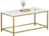 White Faux Marble Coffee Table Simple Modern Rectangular Coffee Tables Open Design Minimalist Center Table for Living Room 2