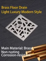 ท่อระบายน้ำทองเหลืองหรูหราพร้อมงานแกะสลักที่สวยงาม10X10CM ป้องกันกลิ่นและแมลงสำหรับห้องอาบน้ำห้องน้ำและระเบียง 2