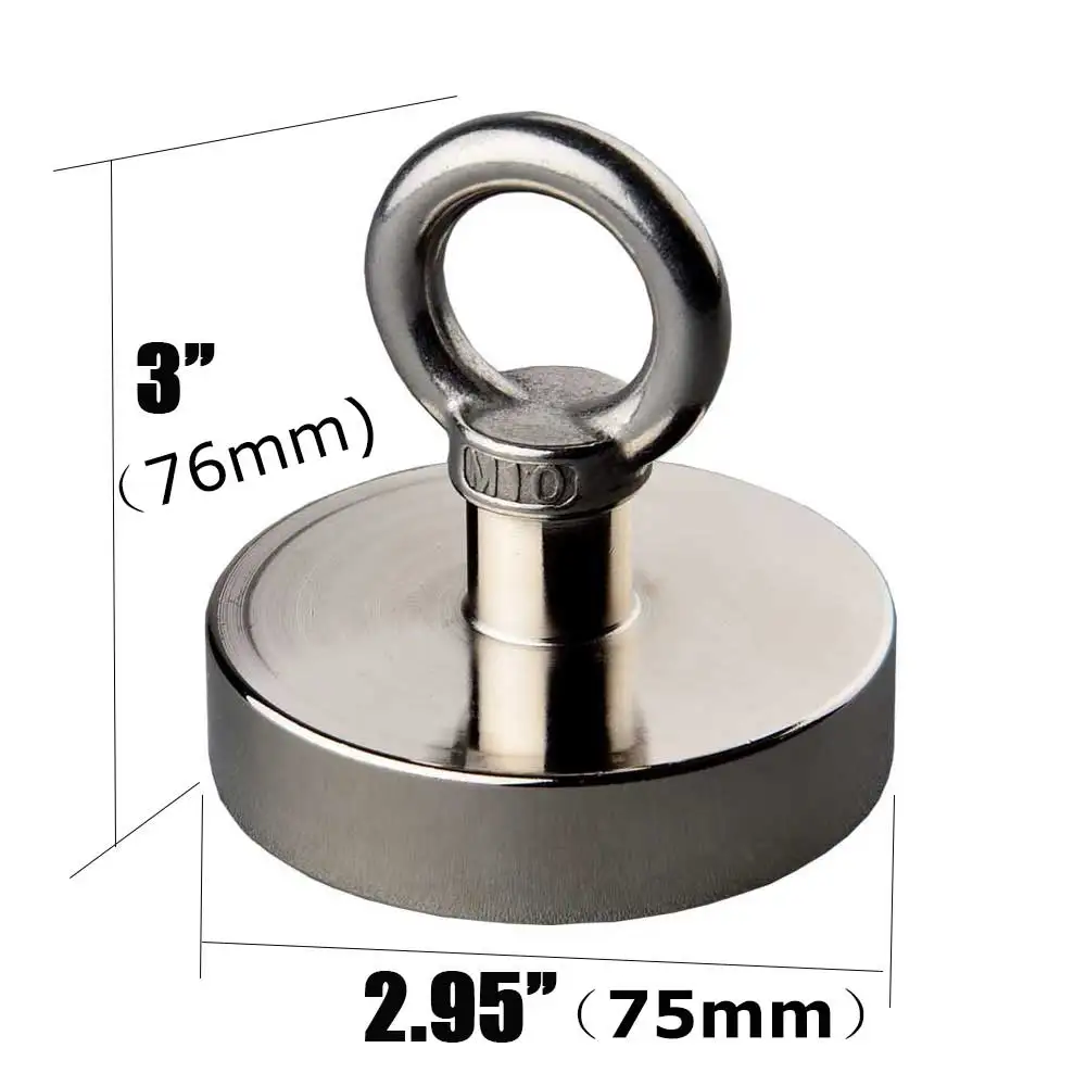 300KG Vertical Super Strong Neodymium Fishing Round Magnet with