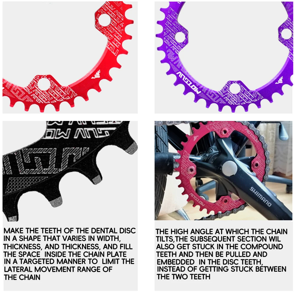 MOTSUV- 104 BCD 32T/34T/36T/38T Oval Round Bicycle Chainring MTB Bike Parts Light Star Ring for Shimano Series 104BCD Accessory bike chainring