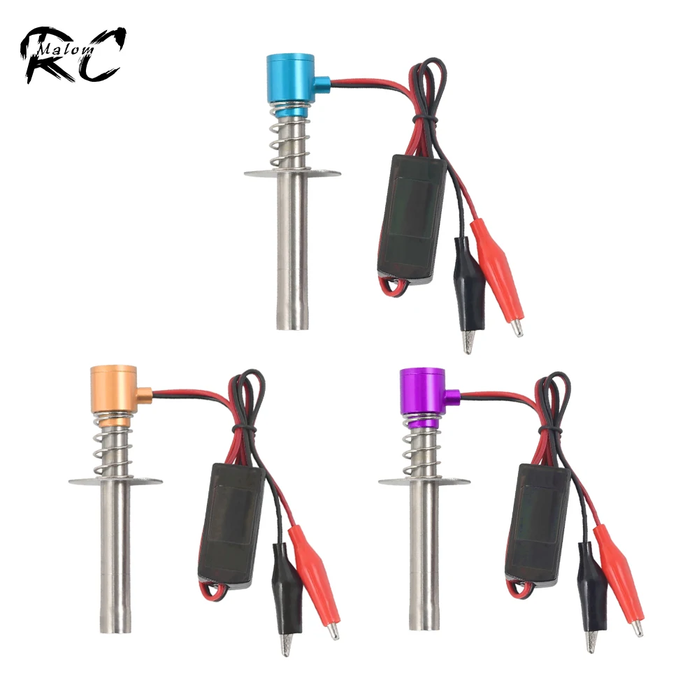 RC Glow Plug Starter Igniter - Automatic Ignition For HSP 94122 94188 RC Gasoline Cars & 1/8 1/10 Model Oil Cars (Gold Metal)
