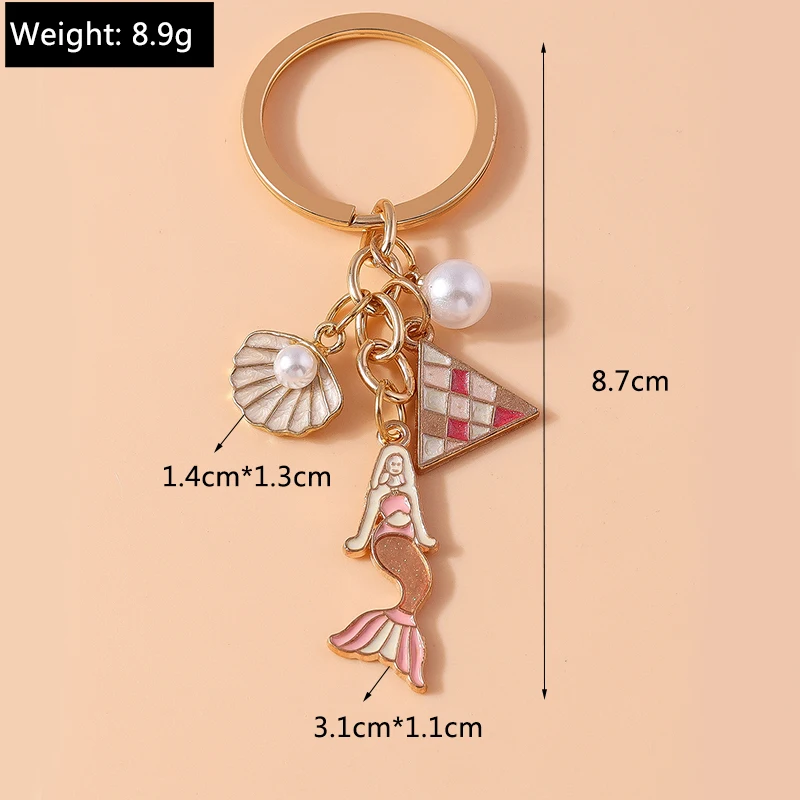 Mode Meeres lebewesen Schlüssel bund Emaille Meerjungfrau Seestern Muschel Hai Charms Schlüssel ringe für Frauen Männer Handtasche Schlüssel anhänger DIY Zubehör – Detail 5