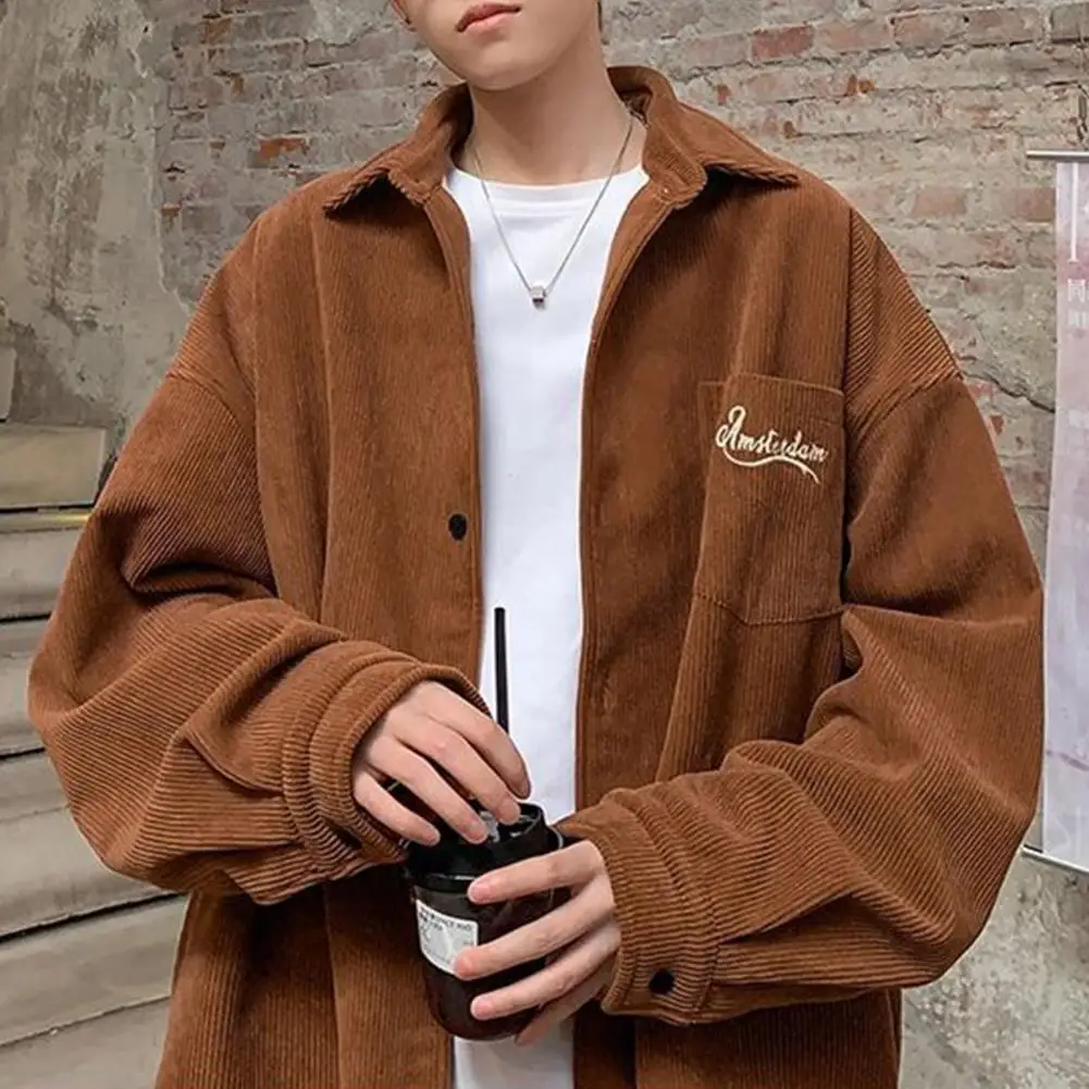 

Corduroy men's jacket spring and autumn American retro trendy brand 2023 new handsome shirt Leisure jacket k pop clothes y2k top