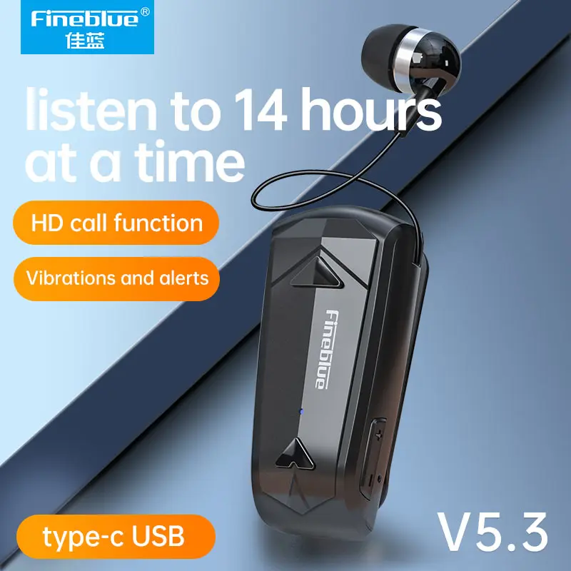 Fineblue F520 Mini Wireless Earphone Bluetooth 5.3 Retractable Headset in Lotus One Ear Calls Remind Vibration Sport Headphone