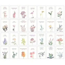 Ensemble de cartes postales de vœux d'étudiants, 28 pièces, Mini fleurs peintes à la main, Kawaii, papeterie, lettre d'anniversaire, Message 