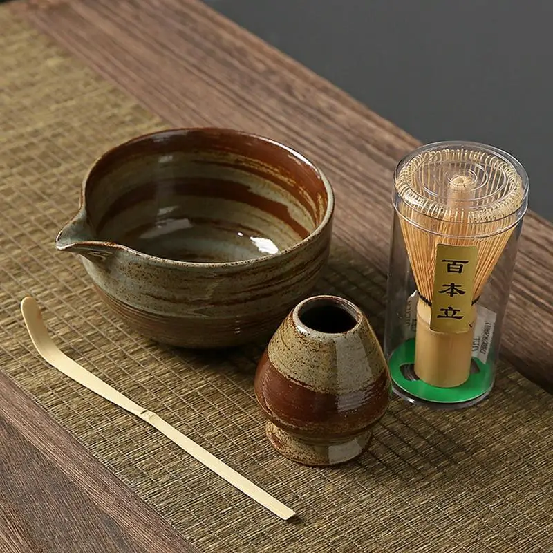 Traditional Matcha Tea Sets For Tea Lovers Birthday Gifts Japanese Matcha Whisk Ceramic Bowl With Spout Tea-making Tools