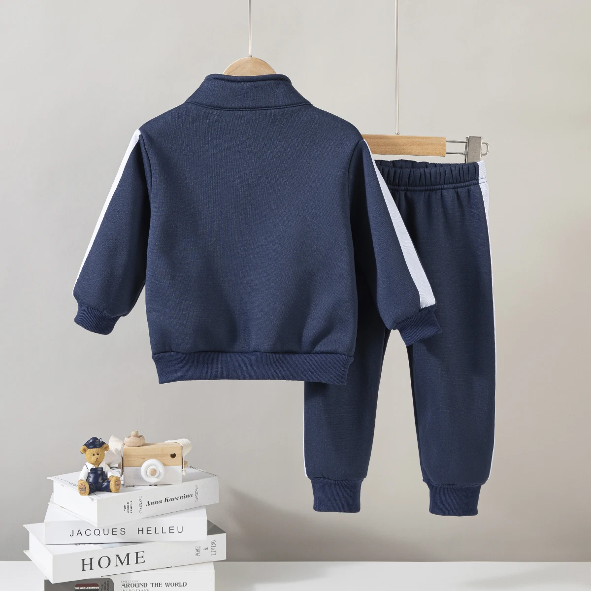 Herbst Winter Junge Mädchen Mode 2 stücke Zipper Jacke & Hosen Mit Weißen Streifen Akzenten Casual Sport Stil Wärme – Detail 11