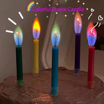 6PCS Multicolored Flame Birthday Candles Set 1